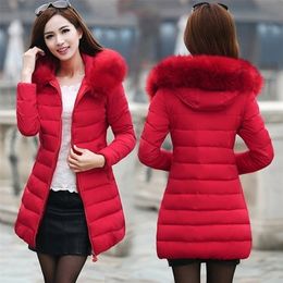 -Venda quente Casaco feminino versão coreana longa senhora mais espessa jaqueta de algodão para baixo parka 1509 201125
