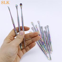 Wholesale Rainbow Metal Wax Dabber Tool Stainless Steel Wax oil rig Carving tool for Dab Metal Nail and Quartz Nails 710