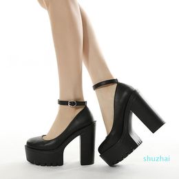 Dress Shoes 2021 Spring Autumn Casual High-heeled Sexy Thick Heels Platform Pumps Black White Size