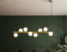 Post Modern Dining Chandelier Horizontal Suspension Pendant Lamp Glass Ball Iron Art Deco Lighting Lights Kitchen Chandeliers