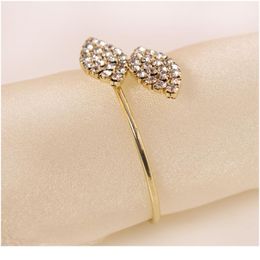 gold serviette rings Australia - 50pcs lot Gold Silver Diamond Glitter Napkin Rings Leaves Serviette Holder For Wedding Party Banquet Hotel Home De qylPVR