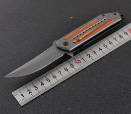 1Pcs New DA102 AUTO Flipper Folding Knife 440C Titanium Coated Blade Woo + Steel Handle Fast Open Knives With Retail Box