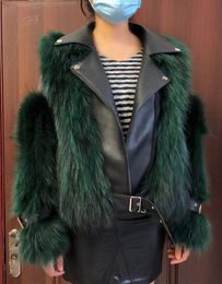 Fashion Real Fox Fur Coats Leather Coats Natural Jacket Vest Outwear Luxury Women Winter New 201103