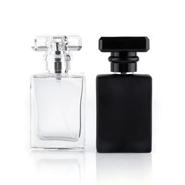 black 30ml flat square glass pump spray bottle rectangle perfume glass atomizer bottle spray 30ml