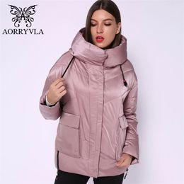AORYYVLA New Autumn Winter Womens jacket Solid Hooded Oversized Coat Short Length Casual Female Puffer Jacket Parkas Mujer 201201