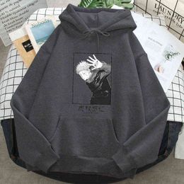 Itadori Yuji Jujutsu Kaisen Anime Hoodies Mens Casual Sweatshirts Harajuku Manga Loose Tops 2021 Fashion Trendy Fleece Hoody H1227