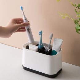 Multifunctional Electric Toothbrush Holder Box Stand Bathroom Accessorie Removable Plastic Toothpaste Storage Organiser Shelf Y200407