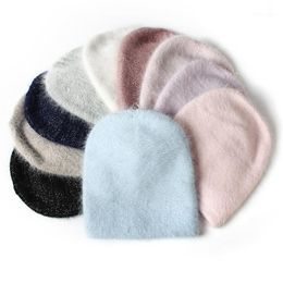 Beanie/Skull Caps Colorways Fur Lurex Woman Winter Hat Solid Colour Autumn Beanies Matched Warm Soft Bonnet Skullies Gift1