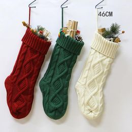 Christmas Decorations 46cm Knit Stockings Xmas Fireplace Hanging Home Wall Decoration Ornaments Candy Bags For Gift1