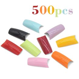 -Kimcci 500pcs di colore della caramella francese chiodo falso falso di punte artificiali Nails manicure di arte acrilica Strumenti Trucco Bella Nero Rosa