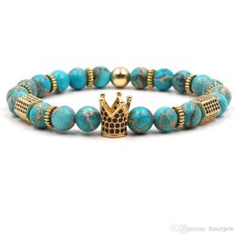 Crown Imperial Stone Bracelet Men Zircon Natural Stone Bead Bracelet