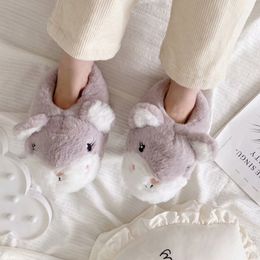 Millffy Cute Grey humster slipper cartoon animal plush slippers female winter warm mouse home woman slipper X1020