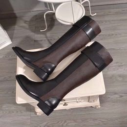 Fashion color matching round head women long Boots female martin casual wild non-slip leather women boots