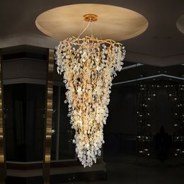 LED Wealth Tree Chandelier American Luxurious Glaze Chandeliers Lights Fixture European Big Long Stair Way Hall Living Room Home Indoor Hanging Lamps Height250cm