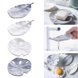 Portable Creative Leaf Shape Soap Dish Box Plastic Drain Rack Soap Storage Holder Container Shelf Bathroom Shower Plate Tray