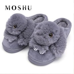 Women Winter Home Slippers Ladies Rabbit Animal Prints Fur Warm Slides Indoor Soft Casual Shoes for Women Sandals Plus Size Y201026