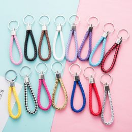 Fashion Handmade Leather Rope Woven Keychains Metal Key Chains Gift For Man Or Woman Key Holder Automatic Key Ring