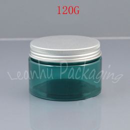 120G Deep Blue Plastic Cream Jar With Aluminium Cap , 120CC Empty Cosmetic Container Mask / Powder Sub-bottling