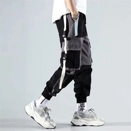 Men Cargo Pants Fashion High Street Ankle Length Tactical Pants Casual Elastic Waist Streetwear Plus Size Trousers Sweatpants 201109