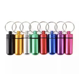 emergency pill Storage Bottles keychain metal Aluminium alloy Solid Colour cute with Custom LOGO