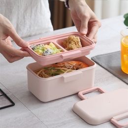 Lunch Box Eco-friendly Material Bamboo Fiber Portable Bento Box Food Storage Container Microwaveble For Picnic BPA Free 201015