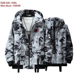 Giacca militare Cargo Cappotti Uomo 6XL 8XL 9XL 10XL Plus Size Uomo Giacche e Cappotto Uomo Primavera Autunno Grande Camouflage Nero Felpa con cappuccio 201116