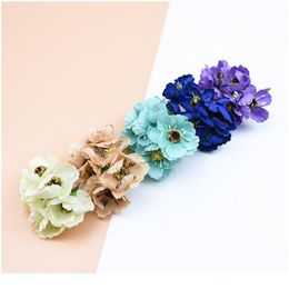 6 Pieces Artificial Plants Decorative Flowers Wreaths Diy Gifts Box Scrapbook Christmas Decorations For Home Wedding Sil qylrGn