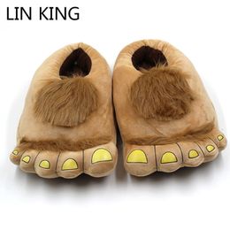 LIN KING Sweet Savage Foot Unisex Winter Home Floor Slippers Warm Plush Indoor Cotton Shoes Non-Slip Bedroom Shoes For Lovers X1020