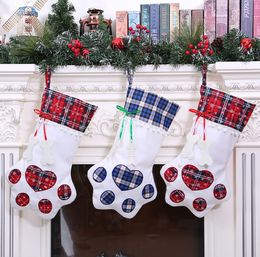The latest 45CM size, Christmas socks, pet cat paw styles, Christmas decorations, Christmas tree ornaments, free shipping