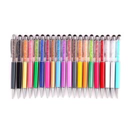 Classical Model Good Quality Metal Barrels Filled Rhinestone Pens Crystal Pen With Stylus Bulk In Stock Crystal Bling Stylus Pen 20colors