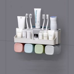 Toothbrush Holder Bathroom Storage Toothbrushes Rack Shelf Bracket Plastic Toothpaste Organiser LJ200904