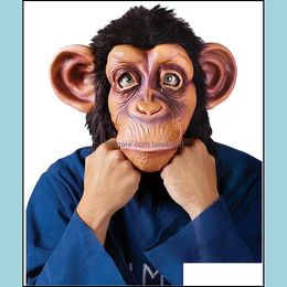 Party Masks Festive & Supplies Home Garden Mascarello Ape Orangutan Monkey Latex Animal People Mask For Cosplay Halloween Christams Drop Del