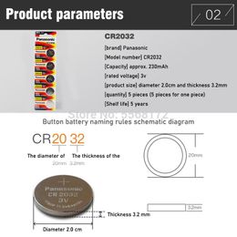 5pcs nouvelle nouvelle batterie pour panasonic cr2032 bouton 3v batt   er