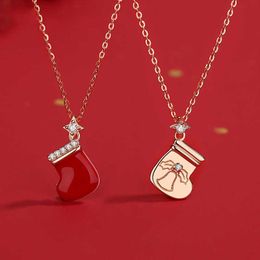 Pendant Necklaces Womens Christmas Necklace S925 Sterling Silver Socks Creative Design Rose Gold Clavicle Chain Gifts
