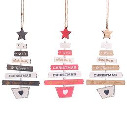 1PCS Merry Christmas Colourful Wooden Pendants Ornaments Kid Gift Xmas Tree Ornament Wood Crafts For Christmas Party Decoration