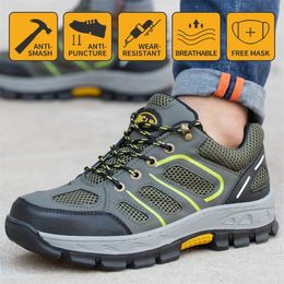 Safety Work Shoes Men Puncture Proof Security Steel Toe Comfortable Wear Resistant Work Boots Breathable Elastic security Y200915