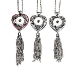 Snap Jewelry Heart Crystal Necklace Pendants Snap Button Necklace With Chains Fit 18mm Snap Button Jewelry F jllwKj