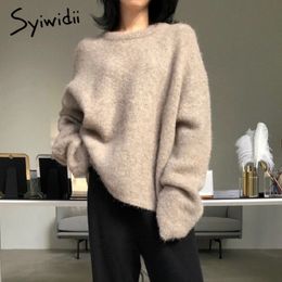 Sweater women Cashmere pullover knit winter clothes korean plus size oversized sweater Batwing Sleeve Solid Casual fashion 201119