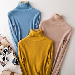 autumn winter new thick turtleneck women simple wild pullover female bottoming tops women's wool sweater 201023