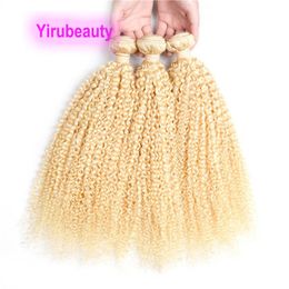 hair perm machine UK - Wholesale Peruvian Human Virgin Hair 10 Bundles Kinky Curly 613# 10-30inch Yirubeauty Blonde Hair Wefts Extensions Ten Pieces lot