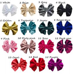 2020 15 Colors 4inch Baby Kids Girls Headband Bowknot Hair Clip Solid Hairband Velvet Ponytail Rope Headdress Hair Accessories