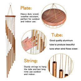 Grace Deep Resonant Antique Metal Wooden 6 18 Tube Windchime Chapel Bells Wind Chimes Home Ornament Handicraft Gift SEA SHIPPING CCE4071