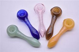 colorful mini cheap Labs Glass Hand Pipe Smoking Oil Burner halterneck Glass Pipes Spoon Pipe Mini Dab Rigs Small Hand Pipes For Tobacco