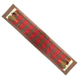 Christmas Buffalo Check Table Runner For Thanksgiving Party Family Dinners Table Decoration Red Brown 71 Inch JK2011PH