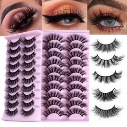 Reusable Hand Made 3D Mink Fake Eyelashes Extensions Soft Light Thick Curly False Lashes Natural Long Crisscross Easy To Wear 10 Models DHL