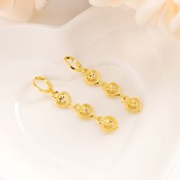 Gold Filled 3 Heart connect lengthening Earrings Women Great Love Trendy fashion Jewelry African Middle Eastern best gift