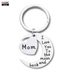 Mothers Day Gift Keychain for Mother Mum Grandma Her From Daughter and Son I Love You To The Moon and Back Key Chain Ring Y0113