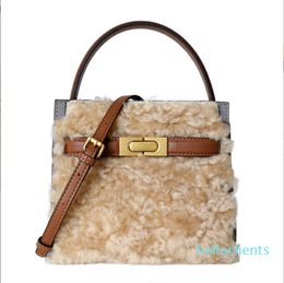 Lamb wool small square women's autumn and winter fur bag shoulder slung handbag wool bag plush bag