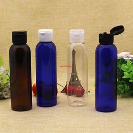 60pcs 150ml empty transparent brownblue refillable cosmetic bottle with white black flip top cap 150cc containergood package