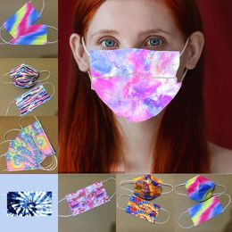 Three layers of tie-dyed disposable face mask adult protective masks with melt-spray personalized printing designer masks